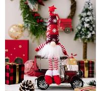 Bobety Light Up Gnome Christmas Decorations - Xmas Gonks Ornaments with LED Lights, Handmade Swedish Santa Gnomes with Knitted Hat, Gonk Elf Christmas Decor (Red, 33x10CM / 13x4In)