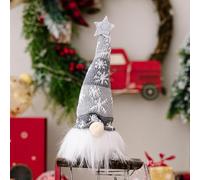 Bobety Light Up Gnome Christmas Decorations - Xmas Gonks Ornaments with LED Lights, Handmade Swedish Santa Gnomes with Knitted Hat, Gonk Elf Christmas Decor (Grey, 20x8CM / 7.8x3.15In)