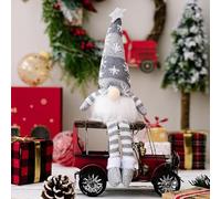 Bobety Light Up Gnome Christmas Decorations - Xmas Gonks Ornaments with LED Lights, Handmade Swedish Santa Gnomes with Knitted Hat, Gonk Elf Christmas Decor (Grey, 33x10CM / 13x4In)