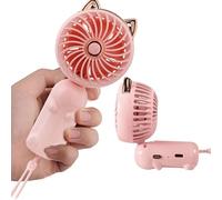 Bobety Mini Handheld Fan,Portable USB Rechargeable Fan,Cute Personal Small Electric Fan,3 Speeds Foldable, for Girls/Women/Kids Outdoor Travel (Pink)