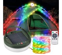 Bobety Outdoor Waterproof Portable Stowable Solar Camping String Light - 32.8Ft 2 in 1 Solar Camping String Lights - Retractable Tent Fairy Lights with 150LEDs - Stowable String Lights (Color)