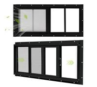 BOBIBAN 2 Pack Shed Windows, 10"x 18" Black Sliding Window Suitable for Chicken Coop, shed, Household, Barn - Transom Window with Tempered Glass and Fiberglass Screen (BK,10''x 18'')