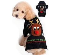 BOBIBI Pet Holiday Cartoon Reindeer Christmas Dog Sweater Pet Winter Knitwear Warm Clothes