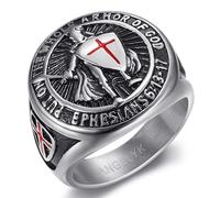 BOBIJOO JEWELRY - Bague Chevalière Croix Templier Chevalier Symbole Protection Dieu Acier Inoxydable Argenté - Z+3 (15 US)