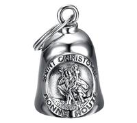 BOBIJOO Jewelry - Lucky Bell motorcycle Protection Biker Triker St. Christopher Silver 316L Stainless Steel
