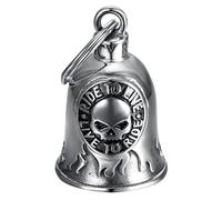 BOBIJOO Jewelry - Motorcycle bell SKULL RIDE TO LIVE Lucky charm MOCY BELL Stainless Steel Silver
