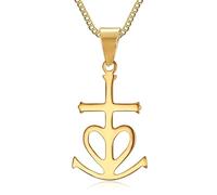 BOBIJOO JEWELRY - Pendentif Croix de Camargue Gardians Acier 316 Or Doré Plaqué Collier Chaîne