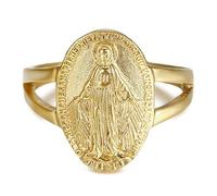 BOBIJOO JEWELRY - Ring Signet Ring Virgin Mary Miraculous Medal 1830 316L Stainless Steel Gold Golden Plated - Q (8 US)