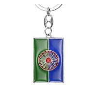 BOBIJOO JEWELRY - Romany Gypsy Traveller Flag Keychain Enamelled Silver Metal Green Blue Red