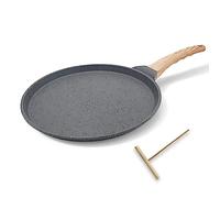 Bobikuke 10 inch Crepe Pan, Nonstick Pan for Crepes, Dosa Tawa Tortilla Pan, Griddle Pancake Pan for Roti Indian - Black