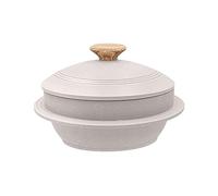 Bobikuke Cast Aluminum Pot with Lid, 18 cm Non-Stick Casserole Dish Korean Stone Bowl Induction Compatible, White