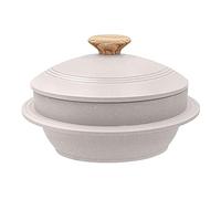 Bobikuke Cast Aluminum Pot with Lid, 24 cm Non-Stick Casserole Dish Korean Stone Bowl Induction Compatible, White