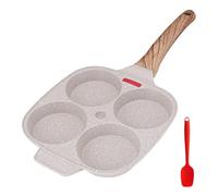 Bobikuke Egg Pan Non Stick, 4 Hole Egg Frying Pan Egg Burger Pan Multi Pancake Pan Aluminum Fried Egg Skillet for Breakfast (White)