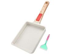Bobikuke Japanese Omelette Pan, Nonstick Tamagoyaki Pan with Removable Handle, 19 x 16 x 4 cm, Oven Safe with Silicone Spatula (White)