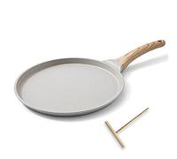 Bobikuke Non-Stick Crepe Pan, 25 cm Cast Aluminium Pancake Pan, Induction Compatible - White