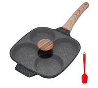 Bobikuke Pancake Pan Non Stick, 4-Hole Egg Frying Pan with Lid, Black