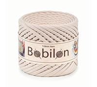Bobilon T-Shirt Yarn Fettuccini Zpagetti Style - 100% Cotton, 8mm Thick, Ivory - 110 Yds / 100 M