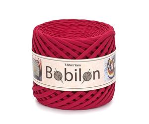 Bobilon T-Shirt Yarn for Crocheting, Knitting, Macrame, Hand DIY Projects, 110 Yards, 5-7 mm, Ruby Cotton
