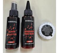 BOBISUKA 3PCS Halloween Realistic Washable Fake Blood Spray, Dripping Blood Makeup Kit with Cleaning Soap for SFX, Cosplay, Party, Stage, Horror Film