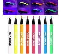 BOBISUKA 8 Colors UV Neon Liquid Eyeliner Set, Matte Colored Eyeliners Pen, Colorful Waterproof Smudge-proof Pigmented Graphic Liners, Delineadores de Colores Para Ojos Eye Makeup Gift Kit