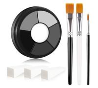 BOBISUKA Grey Cream Face & Body Paint Palette Kit with 3 Brushes 3 Sponges, Highly Pigmented Easy to Blend Long Lasting Makeup for Zombie, Skeleton, Ghost, Vampire, Statue Costume & Theme