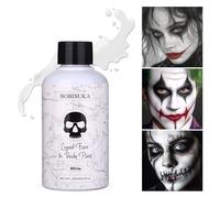 BOBISUKA White Face Body Paint Liquid Texture Washable Non Toxic Facepaint Fast Drying Foundation Makeup for Halloween Clown Skeleton Skull Cosplay SFX Costume Party Large Capacity(130ml)