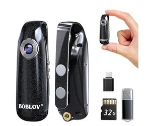 BOBLOV 007 Small Body Cameras, 32GB 1080P Portable Pocket Tiny Body Cams with Back Clip, User-Friendly Mini Camera Bodycams, Loop Recording for Bike/Pet/Home/Proof/Personal Safety (32GB)