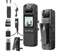 BOBLOV A26 Mini Body Camera 1080P 64GB with Rotation Lens, Small Bodycams with Night Vision, 6 Hrs Video Recording, Personal Body Worn Cam for Service (64GB-1080P)