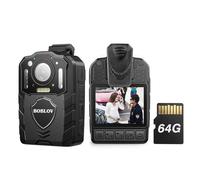 BOBLOV KJ25 1080P 64GB Body Camera, Night Vision Body Worn Camera with Pre/Post-Recording, Built-in 3000mAh Large Battery for 13 Hours Video Shooting with Audio, for Law Enforcement