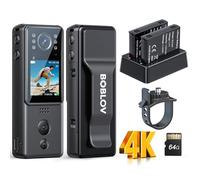 BOBLOV Mini Body Camera 4K, A29 with Rotation Lens, Small Bodycams with Night Vision, 2X 1400mAh Batteries with Charging Dock, Bike Mount Included for Police, Patrol, and Cycling (64GB)