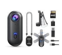 BOBLOV W4 1080P Body Camera, Wearable 64GB Body Cam with 360°Rotate Clip & Magnetic Clip, 120 Minutes for Recording, Mini Camera Easy to Use for Lecture, Traveling, Pet Walking (64GB 1080P)