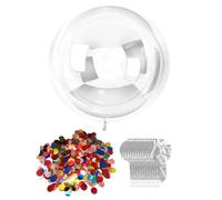 Bobo Balloons 24 Inch, 20 Balloons and Glitter Mix Set, Happy Birthday Balloon, Clear Bubble Balloon for DIY Party Decor, Transparent Balloons to Fill with Helium Gas for Balloon