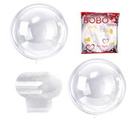 Bobo Balloons 24 Inch, Bobo Balloons, Clear Balloon for DIY Party Decorations, Transparent Fillable Bubble Balloons for Wedding Backgrounds and Photo Shoots, Set of 24 Wide Neck Balloon Tails