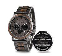 BOBO BIRD Mens Engraved Wooden Watch for Husband Customized Personalized Wood Watches for Men Birthday Anniversary Business Chronograph Wrist Watch