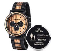 BOBO BIRD Mens Personalized Engraved Wooden Watches, Stylish Wood & Stainless Steel Combined Quartz Casual Wristwatches for Men Family Friends Customized Watch, b-For Dad from Son, stylish
