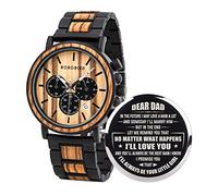 BOBO BIRD Mens Personalized Engraved Wooden Watches, Stylish Wood & Stainless Steel Combined Quartz Casual Wristwatches for Men Family Friends Customized Watch, A-For Dad From Daughter, Japanese