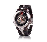 BOBO BIRD Mens Wooden Mechanical Watches Men Large Size Waterproof Watches Top Brand Luxury Timepieces, Ebony Wood, Mechanical