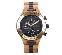 BOBO BIRD Men's Wooden Watch Chronograph Quartz Watch with Date Display, 43mm Large Dial, Luminous Hands, Natural Wood & Stainless Steel Wristwatch - Gift for Him, Gold -White Oak, Casual