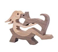 BOBO BIRD Wooden Dog Cat Family Statue, Handmade Wood Decoration Cute Puppy Kitty and People Statue Sculpture Ornament Collectible Figurine Craft Arts for Home Office Living Room (Women+Kitty(S))