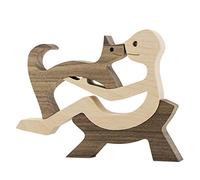 BOBO BIRD Wooden Dog Cat Family Statue, Handmade Wood Decoration Cute Puppy Kitty and People Statue Sculpture Ornament Collectible Figurine Craft Arts for Home Office Living Room (Men+Kitty(S))