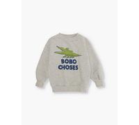Bobo Choses Boys Light Heather Grey Kids Crocodile Graphic-print Cotton and Organic-cotton Sweatshirt 2-9 Years 4-5