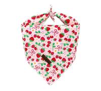 Bobo Rainbow Dog Bandana-1PC Spring Red Strawberry Print Pink Scarf Square Bandanas Cute Soft Cotton Holiday Bandanas Bibs Adjustable Dog Kerchief for Small Medium Large Dogs