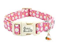 Bobo Rainbow Easter Dog Collar-Rabbit Dog Collar Pet Collar Adjustable Cute Pet Collar Soft Pink Dog Collar Holiday Puppy Collar Comfortable Cotton Necklace Gift for Large Dogs