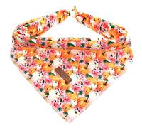 Bobo Rainbow Fall Dog Bandana-1PC Pink Flower Pumpkin Print Bandanas Puppy Bandanas Cute Bibs Scarf Square Soft Dog Kerchief Pet Bandanas for Small Medium Large Dogs