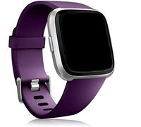 Bobo Silicone Strap Compatible with Fitbit Versa, Small Deep Purple - Soft TPU Sport Replacement Watch Band for Versa 2 Versa Lite Versa SE, Waterproof Flexible Wristband with Color-Matched Buckle