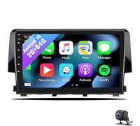 BOBOBH Android 14 Car Stereo Radio for H-onda Civic 2015-2020,9 inch Touch Screen Head Unit Wireless CarPlay Android Auto Mirror Link Bluetooth FM GPS Navigation WiFi HiFi SWC Camera(Color:P2-CP)
