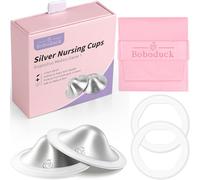 Boboduck The Original Silver Nursing Cup - 925 Silver Nipple Covers for Breastfeeding - Protect and Soothe Sore Nipples - Silver Nipple Protector with Soft Silicone Ring (X-Large)