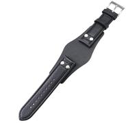 BoBoHome 22mm Handmade Eco-Friendly Genuine Leather Bracelet Waterproof Non-Slip Replacement Watch Strap for Fossil CH2592-Black B