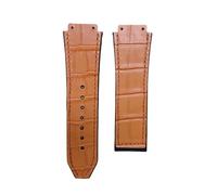 BoBoHome 25x19mm Handcrafted Lightweight Genuine Leather Watch Strap, Stain-Resistant Summer-Friendly Leather Band for HUB-LOT B-I-G B-A-N-G Fu-sion Series-Orange
