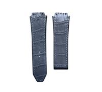 BoBoHome 25x19mm Long-lasting Comfortable Leather Watch Band, Anti-sweat Summer-Friendly Premium Leather Strap for HUB-LOT B-I-G B-A-N-G Fu-sion Series-Grey